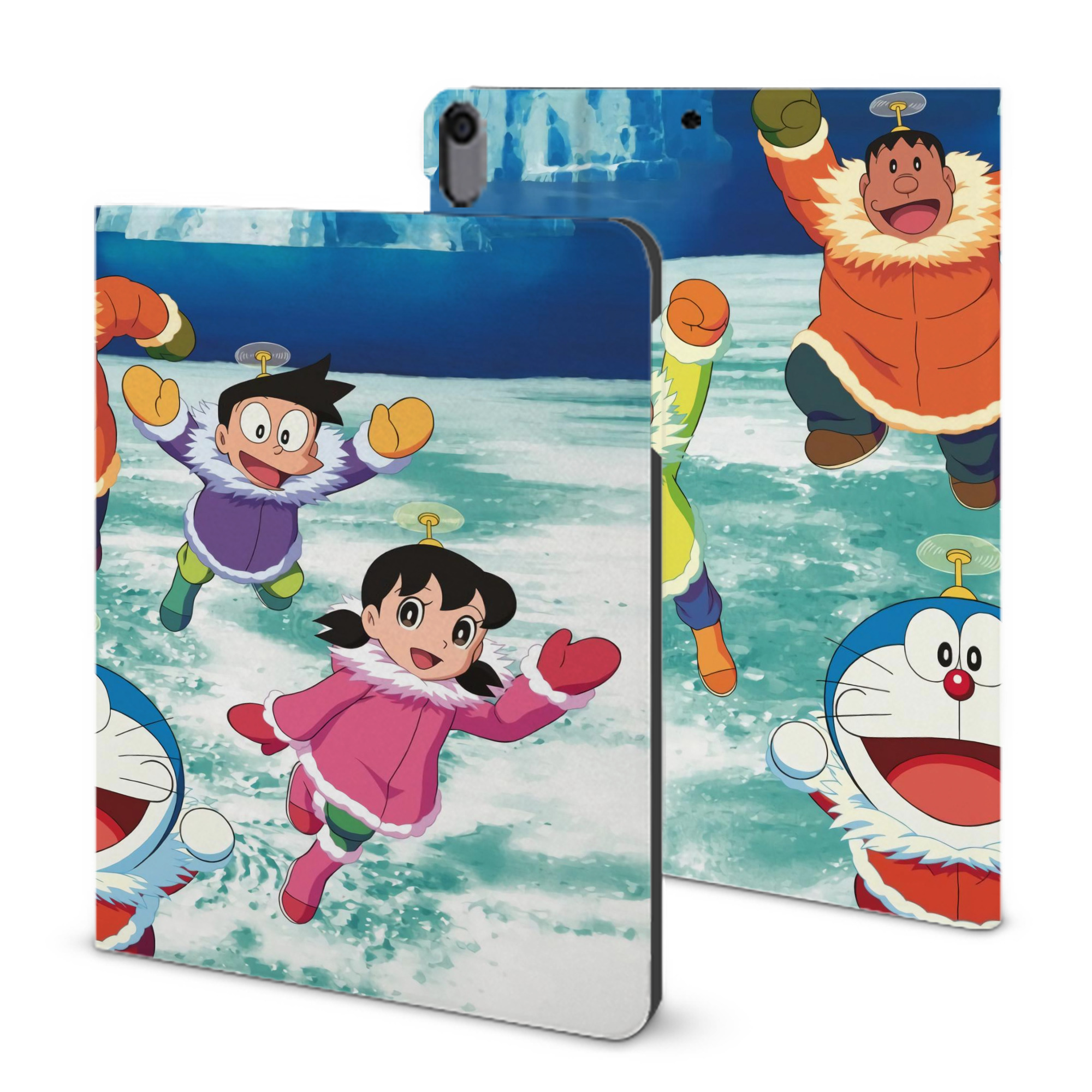 （画像用） ドラえもん Doraemon IPad ケース ブック型 PUレザー TPU 耐衝撃 軽量 薄型 ペン収納なし 全面保護 IPad 各モデル対応